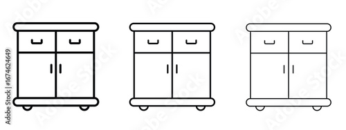 Cabinet icon in linear versions. Editable line