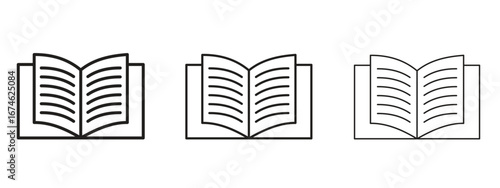 Book icon in linear versions. Editable line