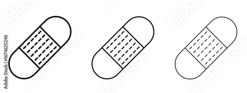 Band aid icon in linear versions. Editable line