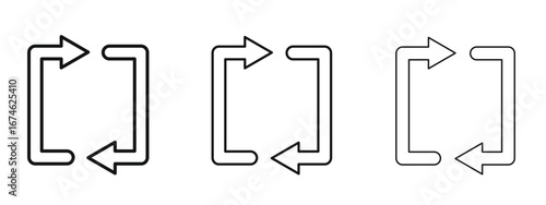 Arrows repeat icon in linear versions. Editable line