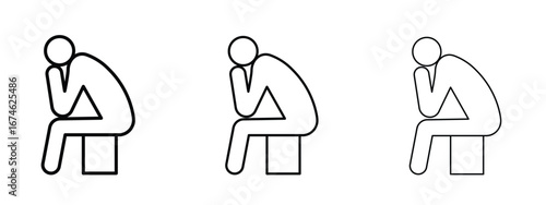 Anxiety or stress icon in linear versions. Editable line