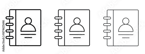 Address book icon in linear versions. Editable line