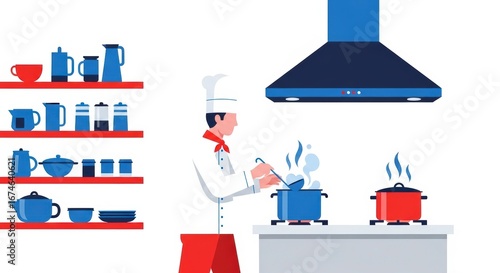 Wallpaper Mural Professional Chef in Uniform Cooking Food in a Modern Restaurant Kitchen Illustration Torontodigital.ca