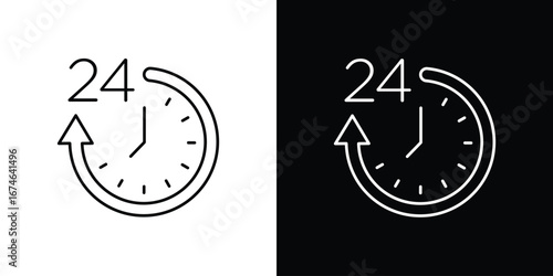 Time twenty four icon logo. symbol vector set.