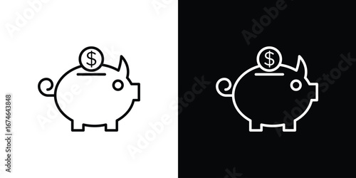 Piggy bank icon logo. symbol vector set.
