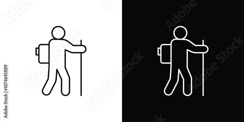 Hiking icon logo. symbol vector set.