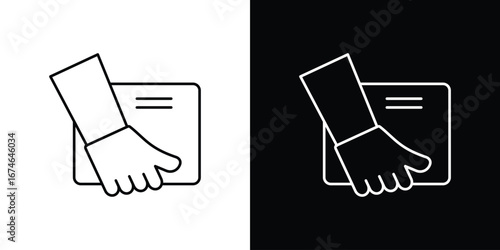 Hand holding box icon logo. symbol vector set.