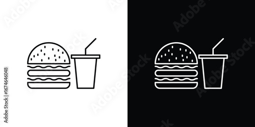 Hamburger soda icon logo. symbol vector set.