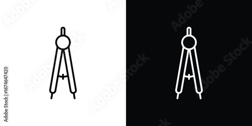 Drafting compass icon logo. symbol vector set.