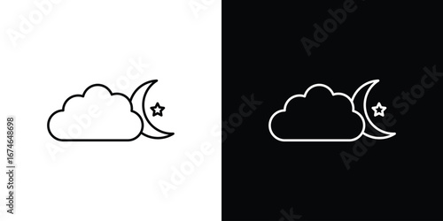 Cloud moon icon logo. symbol vector set.