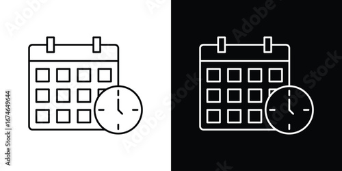 Calendar clock icon logo. symbol vector set.