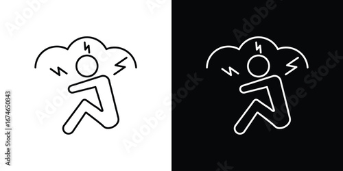 Anxiety or stress icon logo. symbol vector set.