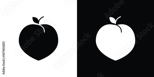 Peach icon. filled flat sign for mobile concept and web