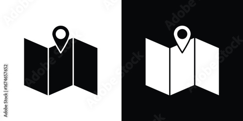 Map icon. filled flat sign for mobile concept and web
