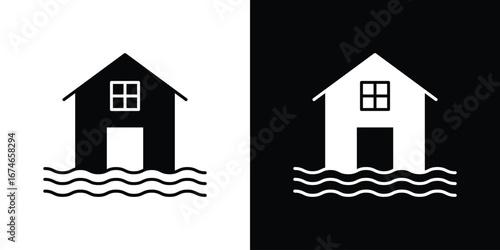House flood icon. filled flat sign for mobile concept and web