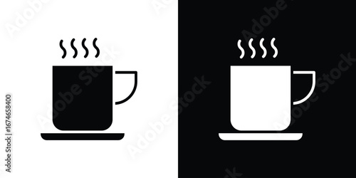 Hot coffee Mug icon. filled flat sign for mobile concept and web