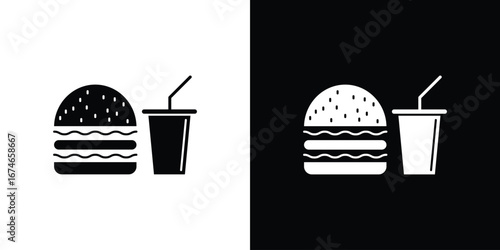 Hamburger soda icon. filled flat sign for mobile concept and web