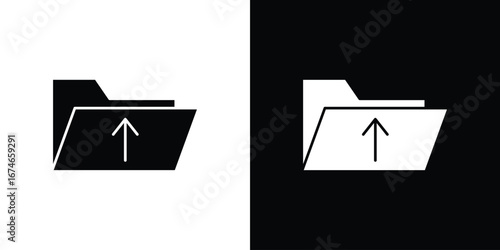 Folder upload icon. filled flat sign for mobile concept and web
