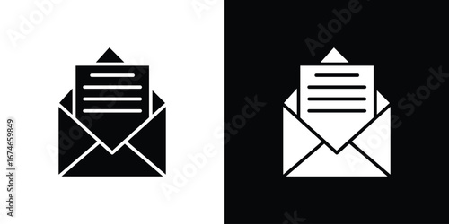 Envelope open icon. filled flat sign for mobile concept and web