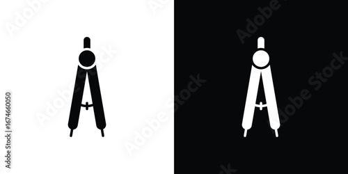 Drafting compass icon. filled flat sign for mobile concept and web