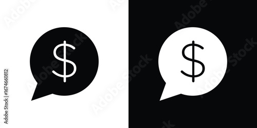 Comment dollar icon. filled flat sign for mobile concept and web