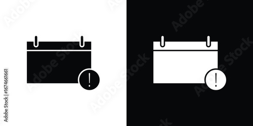 Calendar exclamation icon. filled flat sign for mobile concept and web