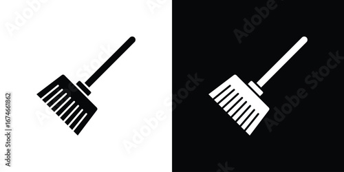 Broom icon. filled flat sign for mobile concept and web