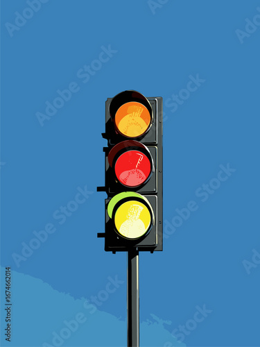 vector traffic light anime style