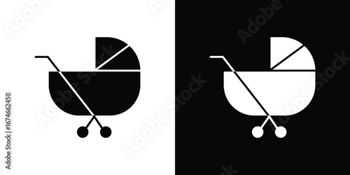 Baby carriage icon. filled flat sign for mobile concept and web