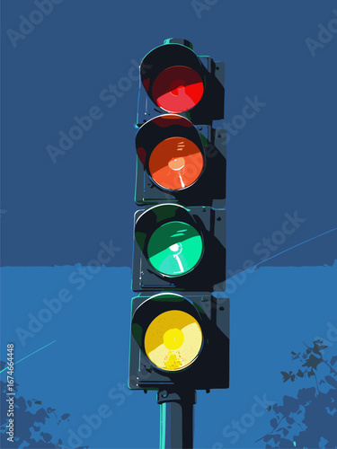 vector traffic light anime style