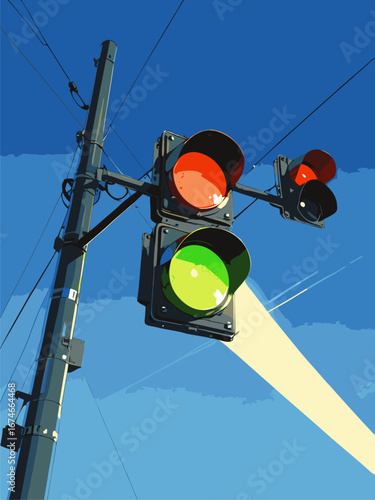 vector traffic light anime style