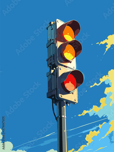 vector traffic light anime style