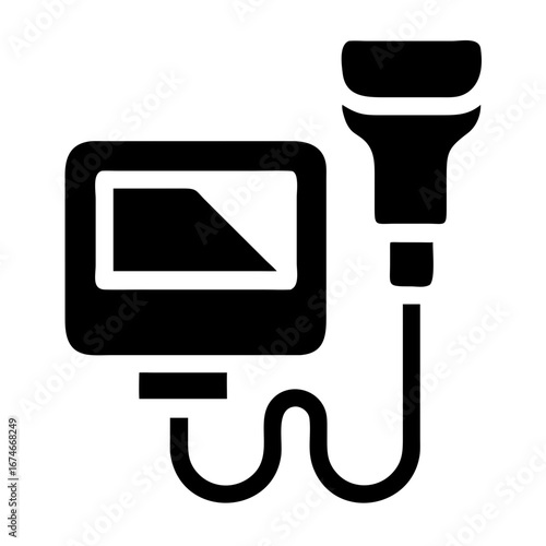 Ultrasound device icon set in minimalist style on transparent background