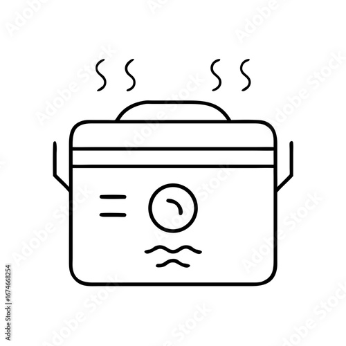 Ultrasonic cleaner icon set in minimalist style on transparent background