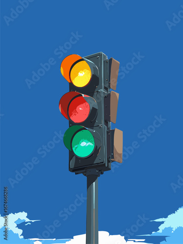 vector traffic light anime style
