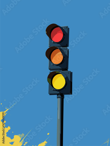 vector traffic light anime style