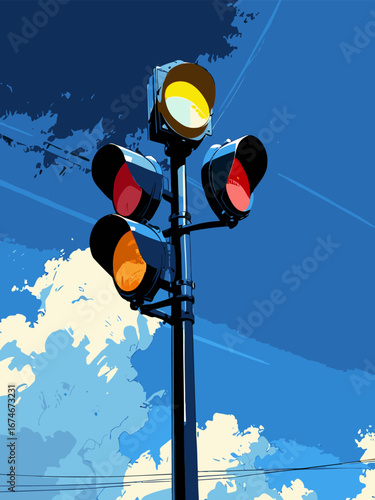 vector traffic light anime style
