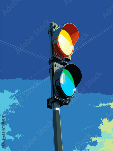 vector traffic light anime style