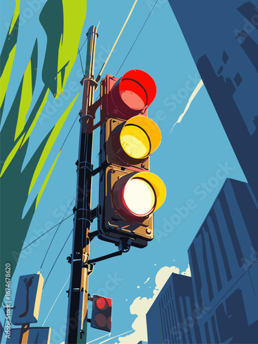 vector traffic light anime style
