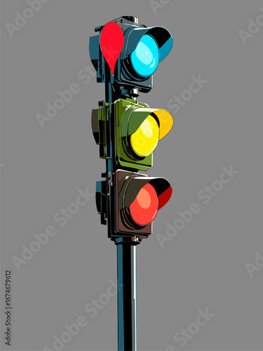vector traffic light anime style