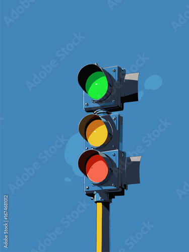 vector traffic light anime style