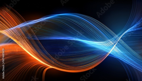abstract design wavy lines blue orange lights