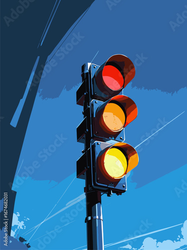 vector traffic light anime style