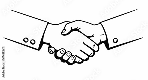 Successful partnership handshake illustration symbolizing agreement, collaboration, and trust, ideal for business deals, and corporate ventures