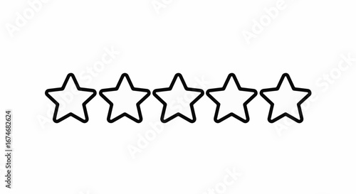 Five stars representing excellent rating, perfect for customer reviews, feedback forms and product testimonials, showcasing quality and satisfaction