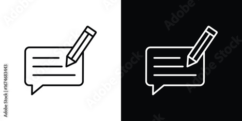 Write comment icon. Isolated Line Icon.
