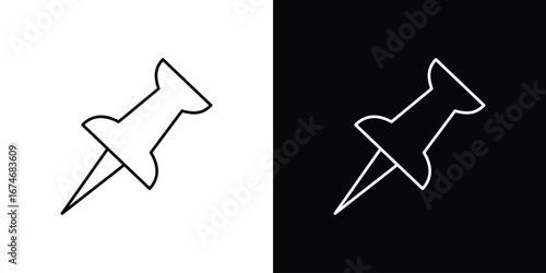 Thumbtack icon. Isolated Line Icon.