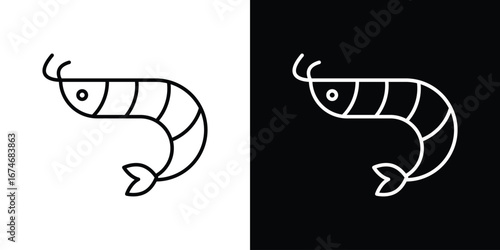 Shrimp icon. Isolated Line Icon.