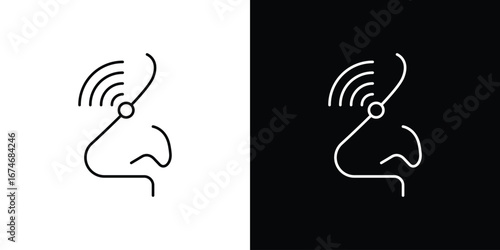 Nose pain icon. Isolated Line Icon.