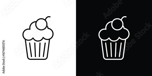 Cupcake icon. Isolated Line Icon.